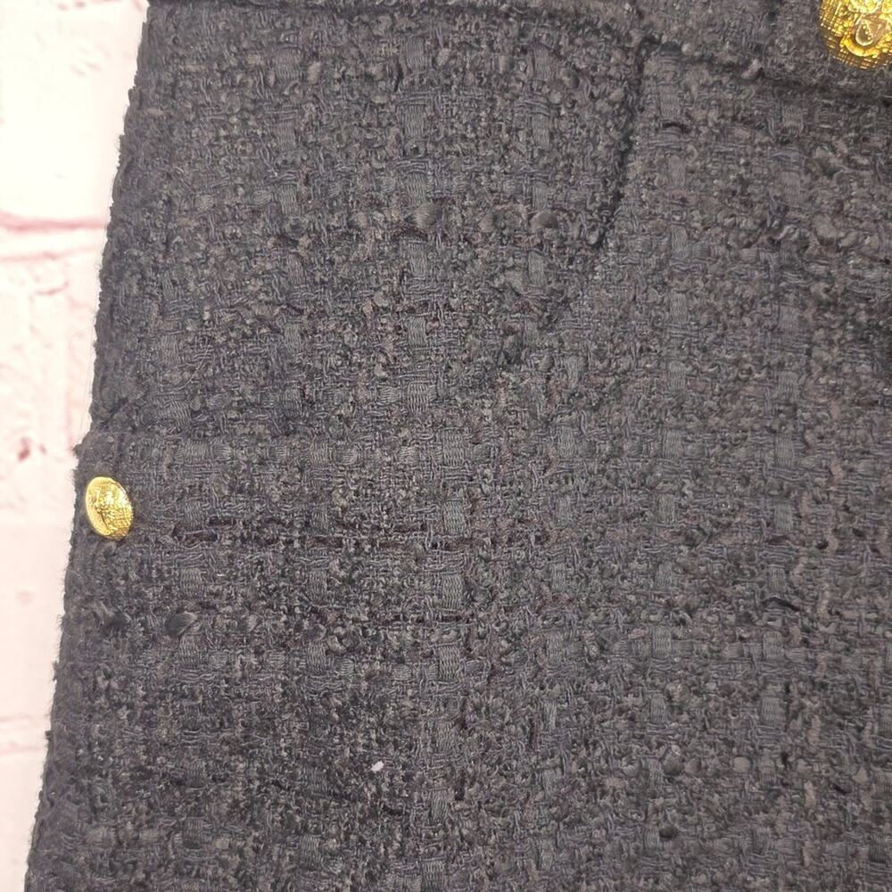 ZARA High-Waist Black Textured Weave Shorts Button Trim Womens Size XXL NWT - Picture 5 of 12